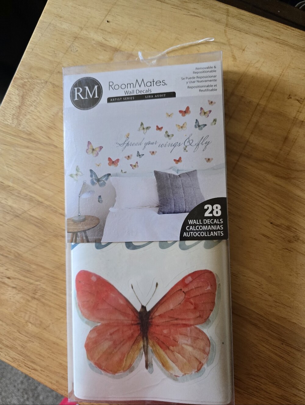 New RoomMates Watercolor Orange & Coral Butterfly Wall Decals